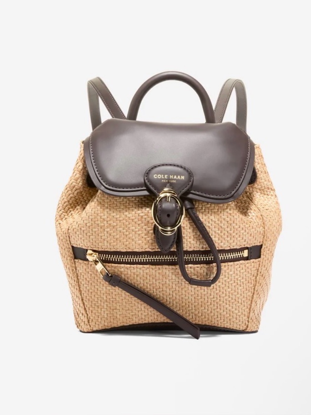 Cole Haan Black & Natural Woven Mini Backpack